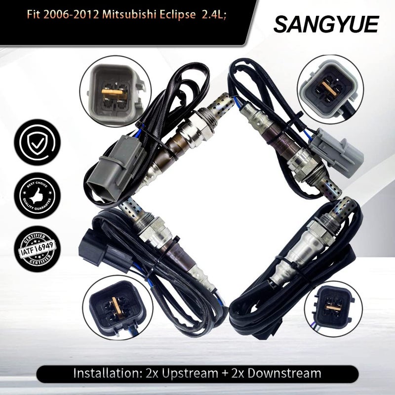 Sangyue Oxygen Sensor 1 & 2 for Mitsubishi Eclipse 2006 2007 2008 2009 2010 2011 2012 2.4L Upstream +Downstream 4PCS - Image 2